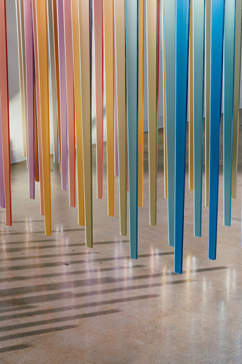 rainbow of translucent materials hanging