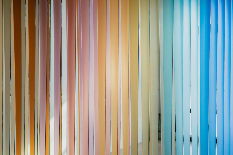 rainbow of translucent materials hanging