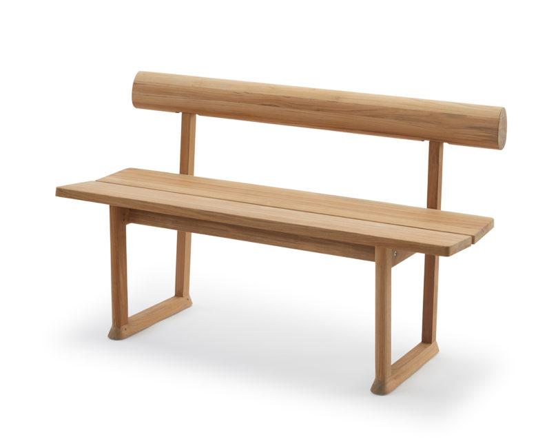 simple wooden bench on a white background