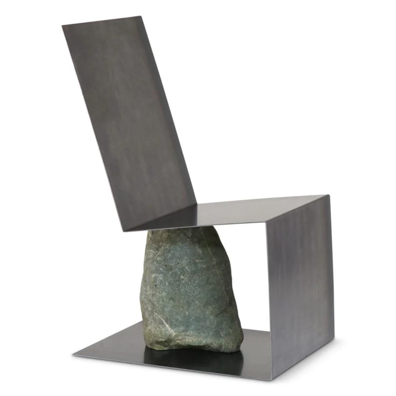 abstract modern steel and stone chair