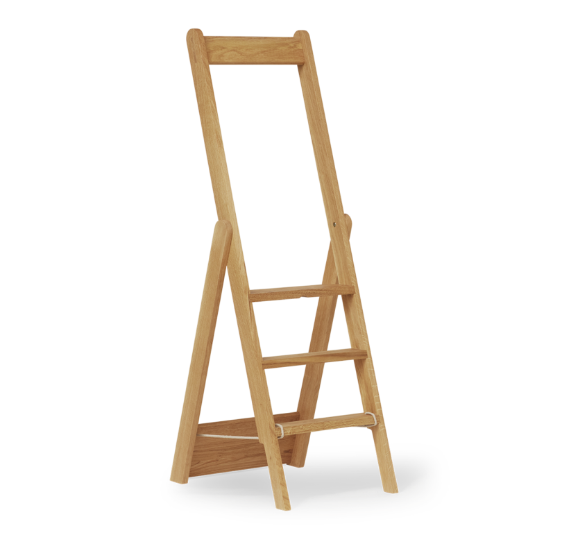 foldable wood ladder on white background