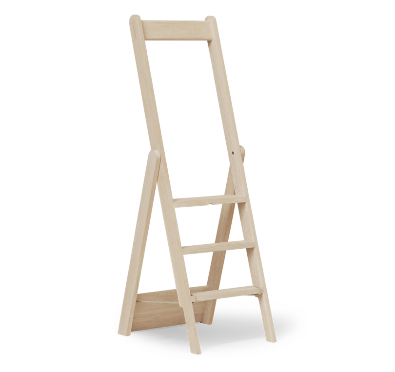 foldable wood ladder on white background