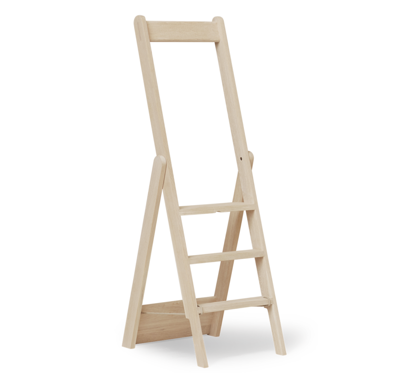 foldable wood ladder on white background