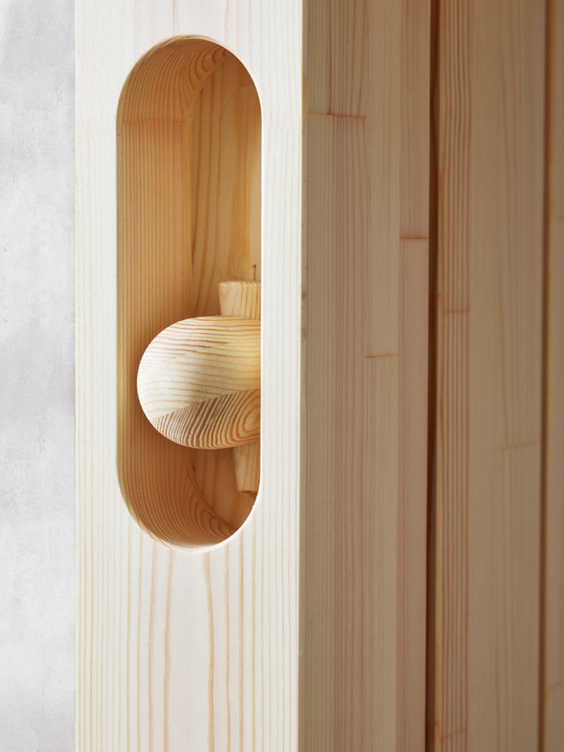 detail of wooden side table
