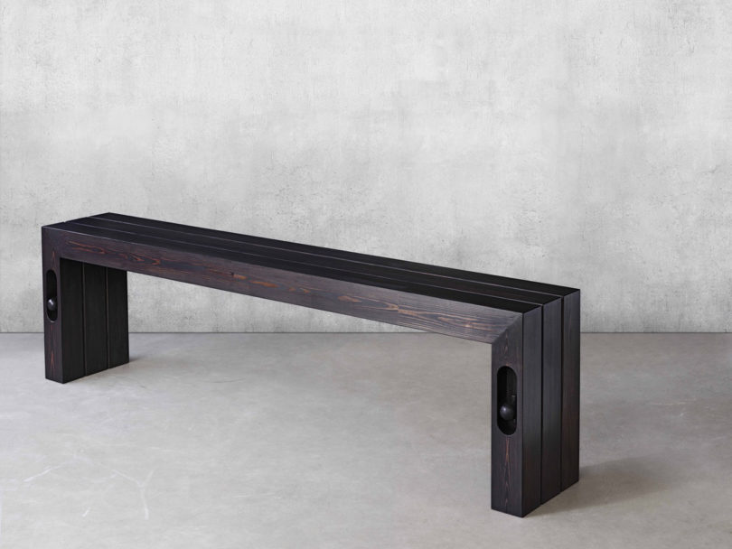 long wooden bench table