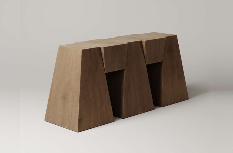 trapezoid shaped wood console