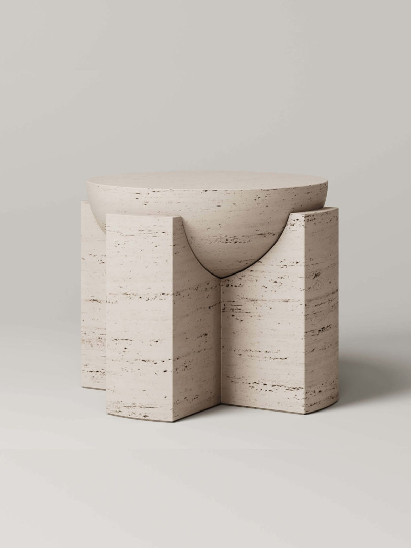 travertine side table