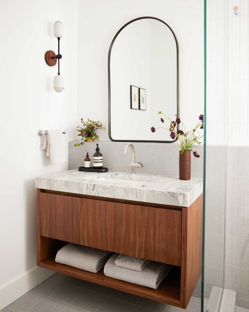 angled view in modern bathroom
