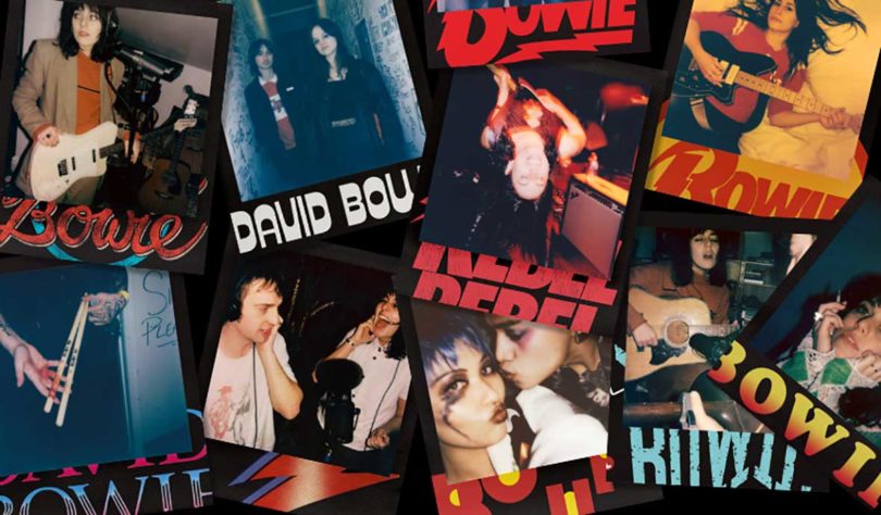 scattered Polaroid images of David Bowie's Polaroid collection