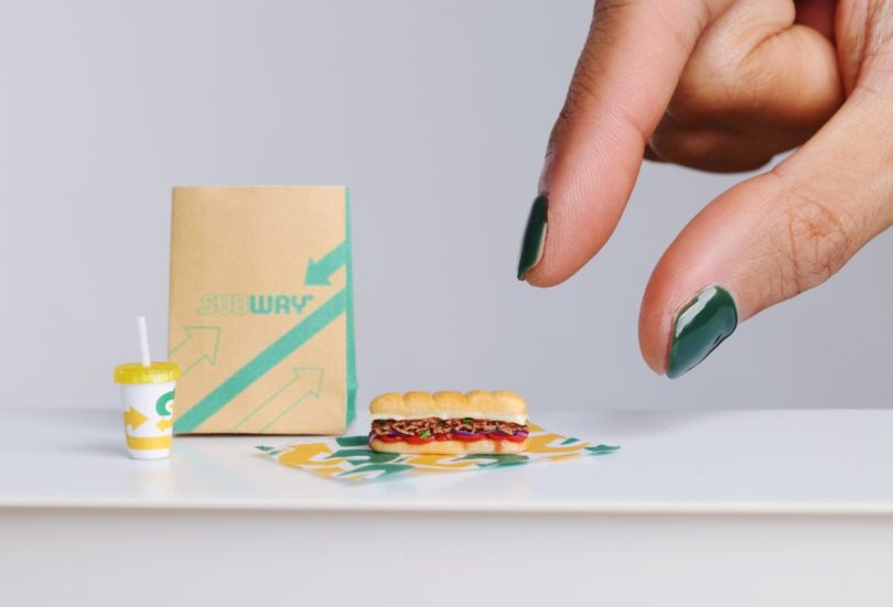 mini Subway sub sandwich art with bag