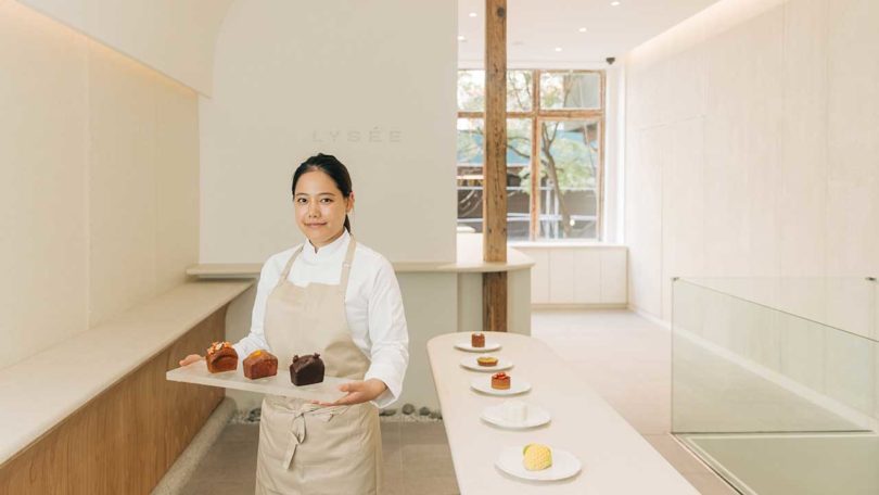 Pastry chef Eunji Lee in her NY pastry shop Lysee