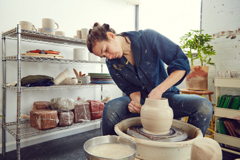 Helen Levi on pottery wheel
