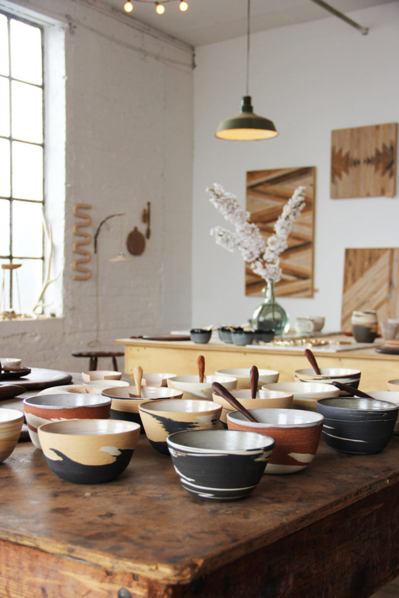 ceramic bowls on store display