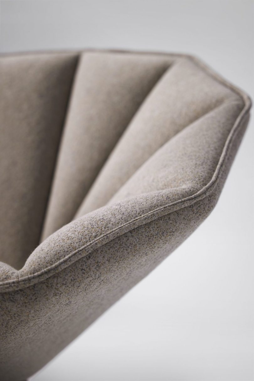details of grey modular pleated sofa