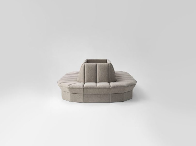 circular grey modular pleated sofa