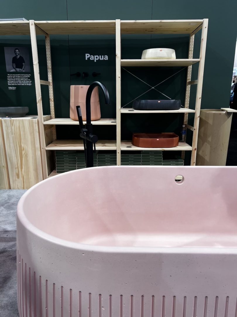 pink concrete bath tub