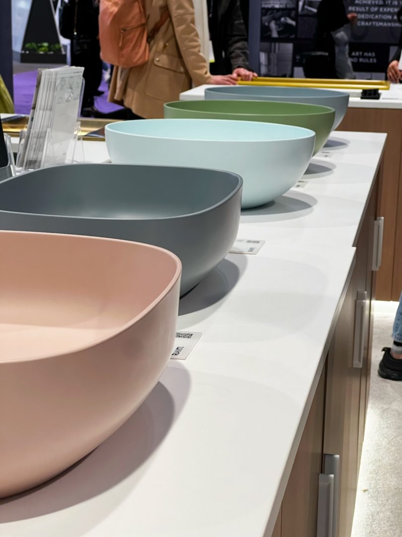pastel colored wash basins