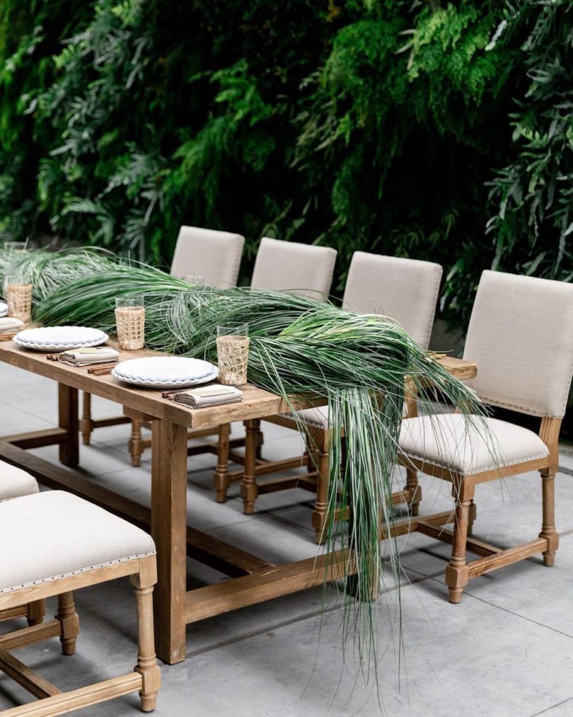 braided grasses on table