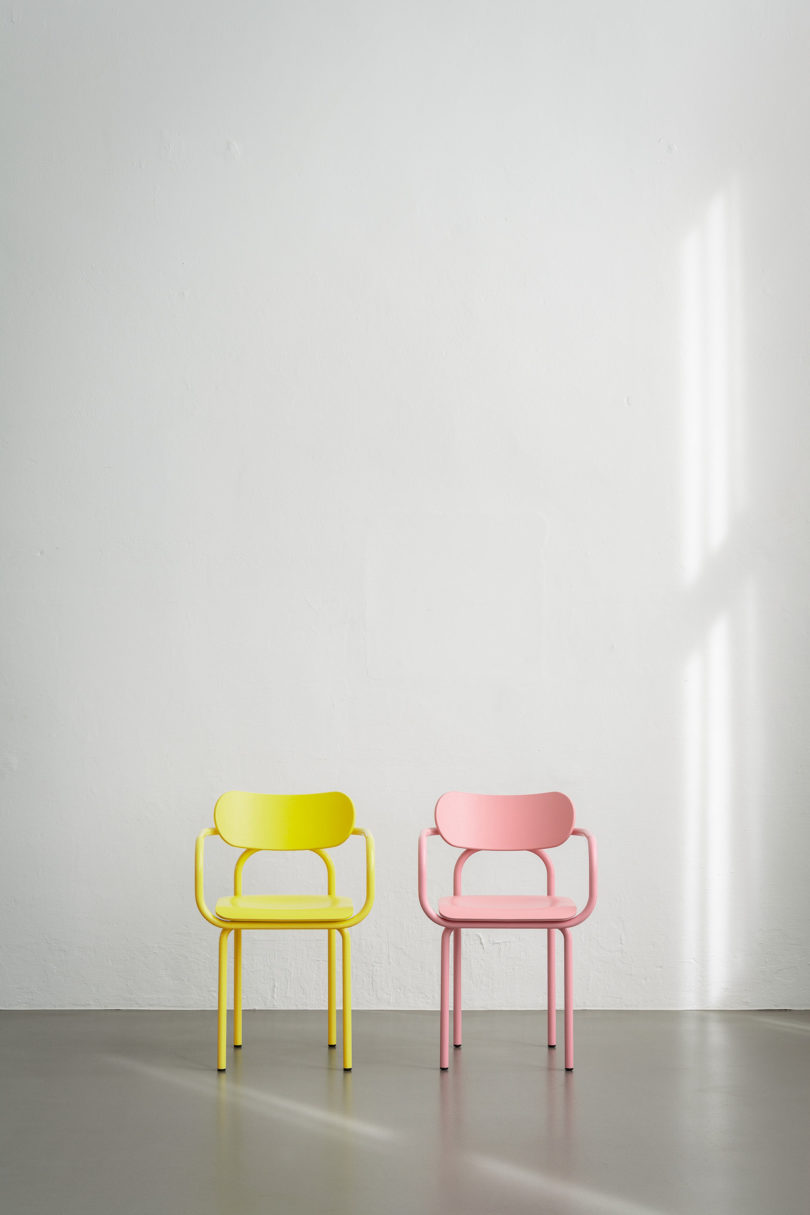 yellow and pink armchairs