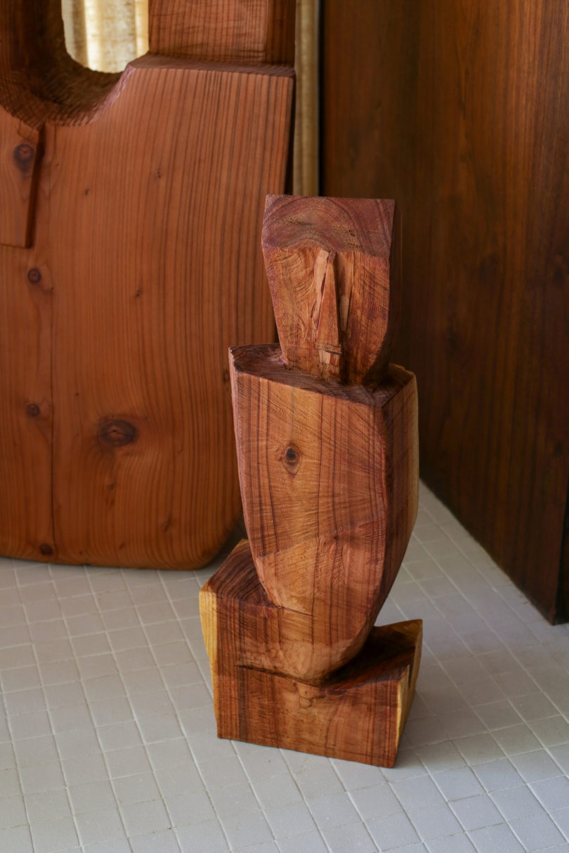 monolithic wooden totem