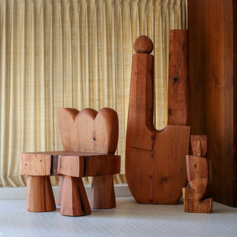 Mid Century Modern Tall Free Form Organic Wood Sculpture