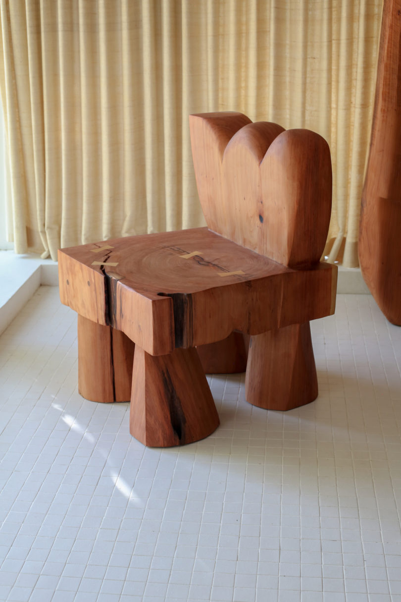 monolithic wooden chair