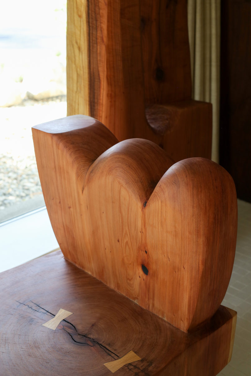 wooden chair backrest detail