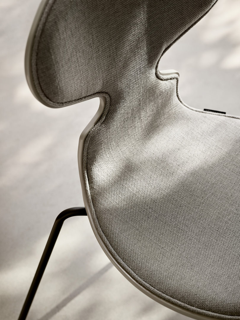 detail of modern upholstered dining chair