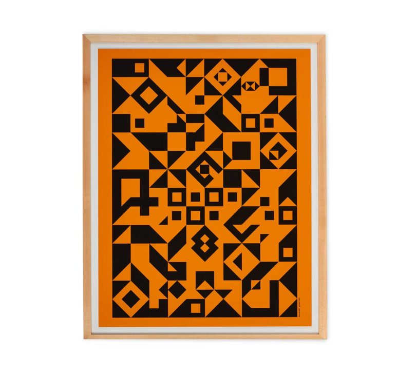 orange and black framed geometric print