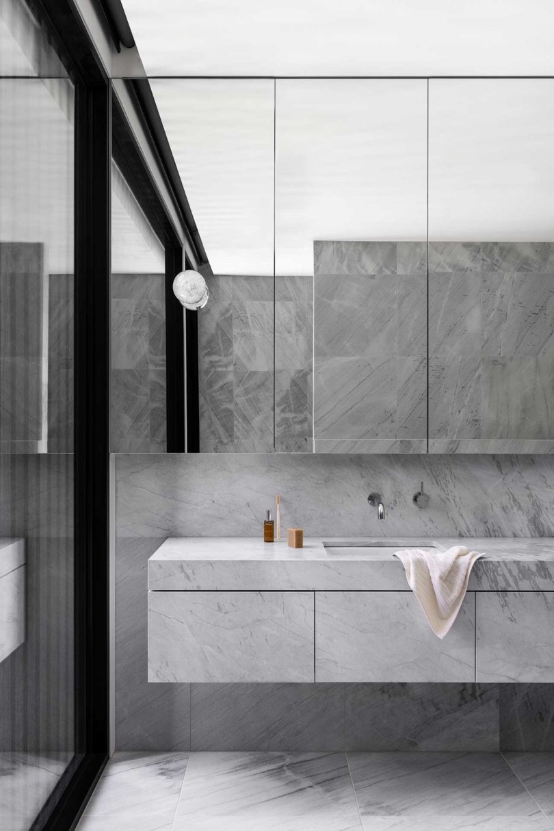 modern bathroom made from grey marbles