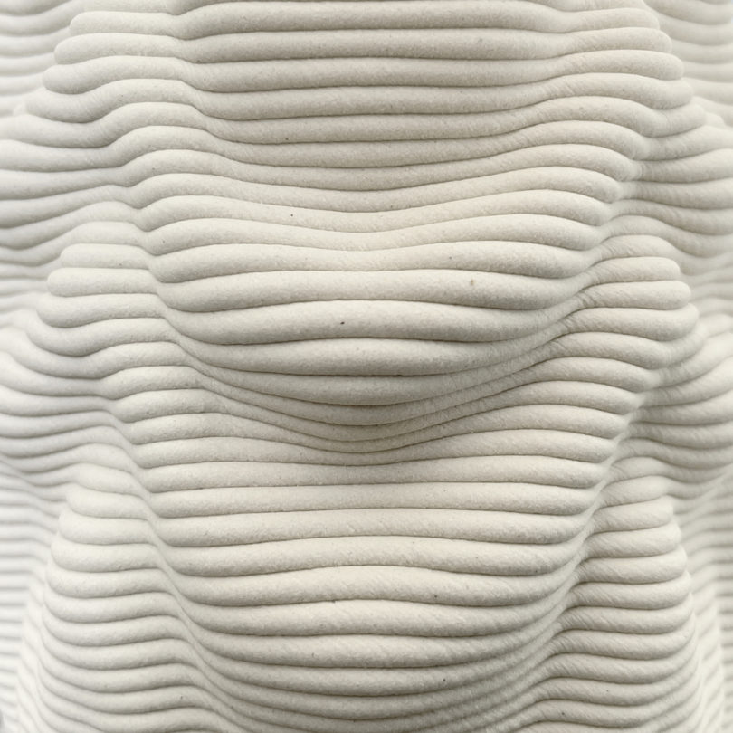 detail of a white 3D printed vase