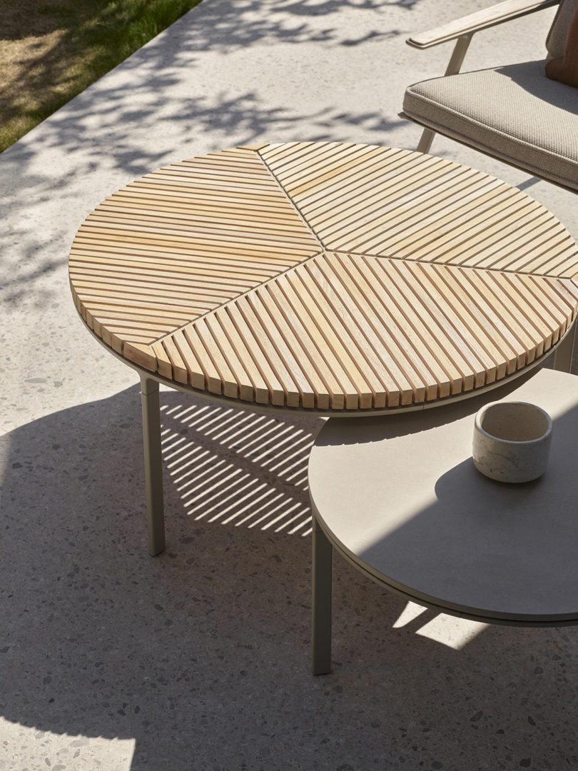 two outdoor coffee tables styled