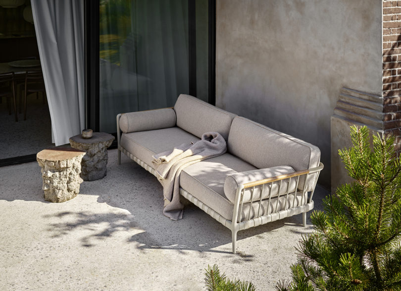 outdoor 3-seater sofa styled