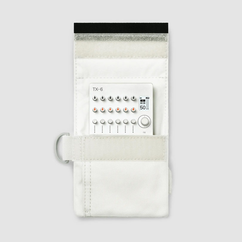 Product shot of Teenage Engineering all-white Field Series field small TX–6 bag
