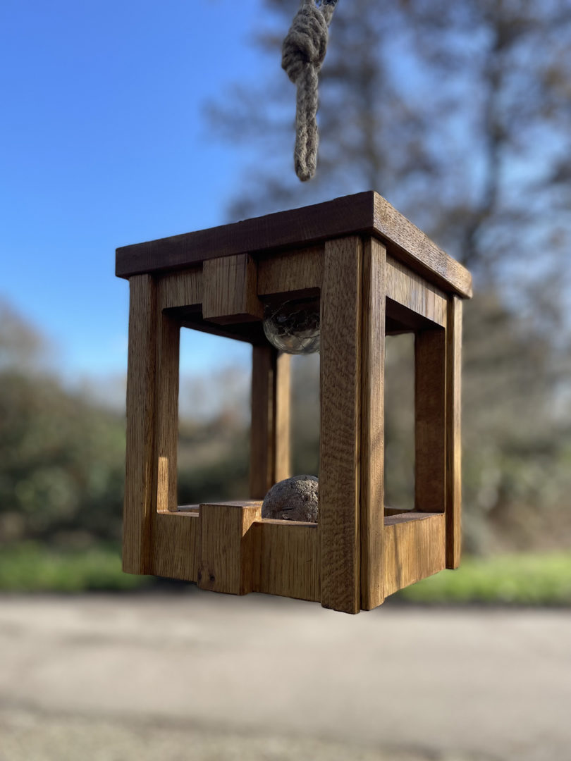 modern wood bird drinker hanging
