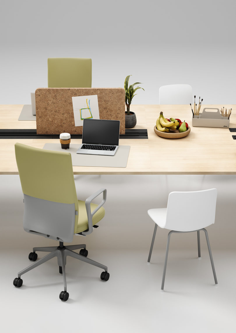 detail example of modular office furniture configuration on white background