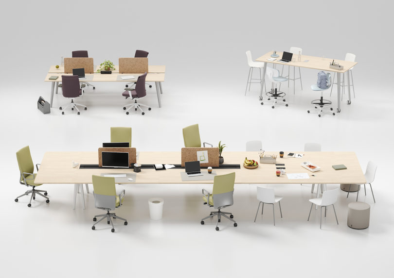 modular office furniture collection on white background