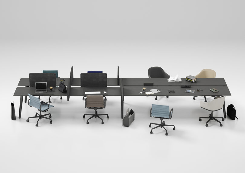 example of modular office furniture configuration on white background