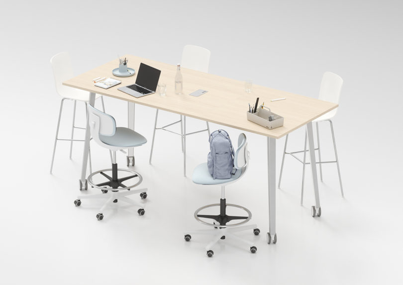 example of modular office furniture configuration on white background