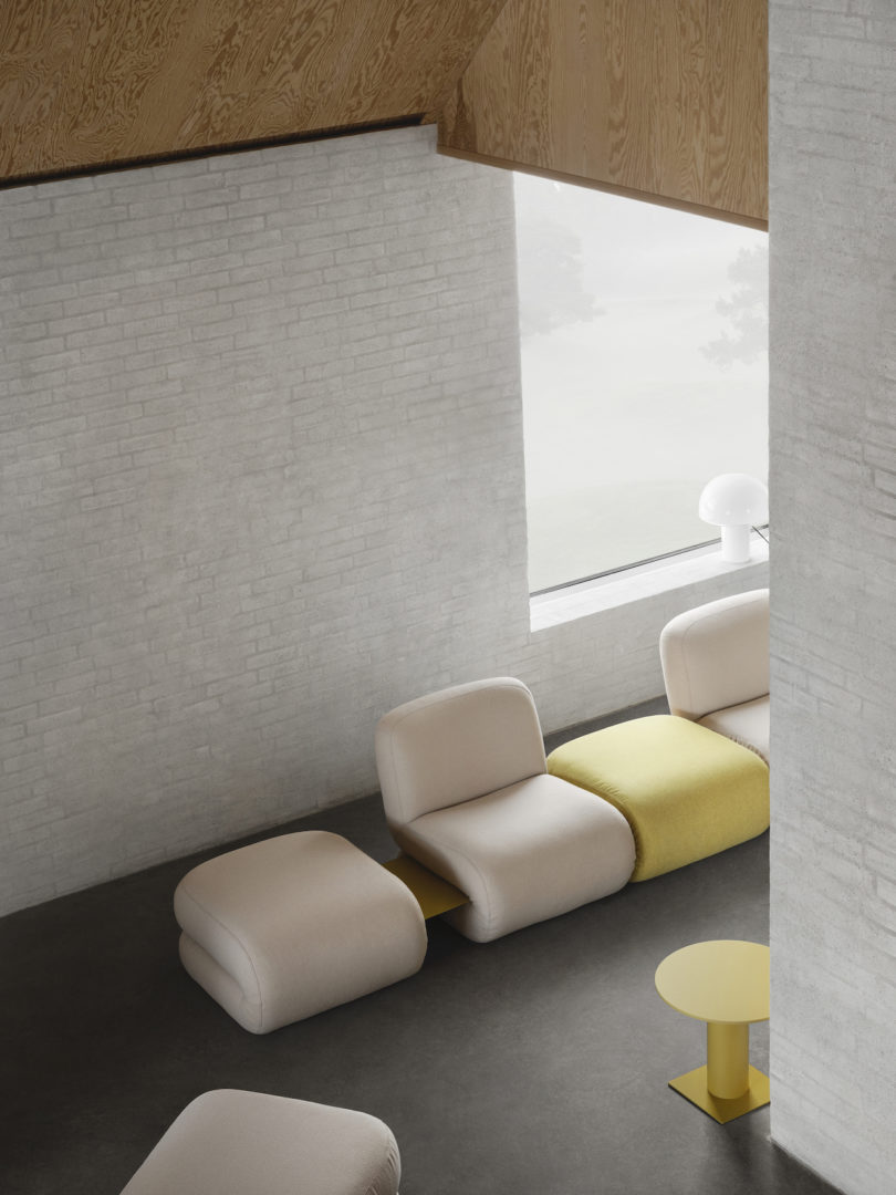 beige and yellow modular seating