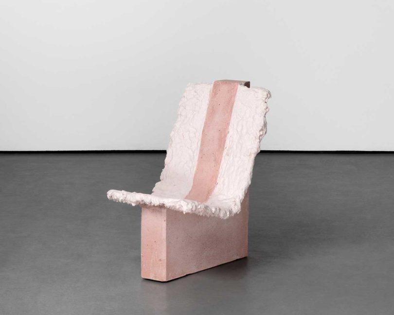 pink concrete chair