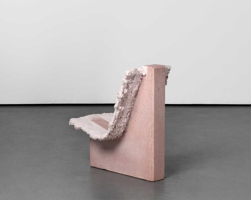 pink concrete chair