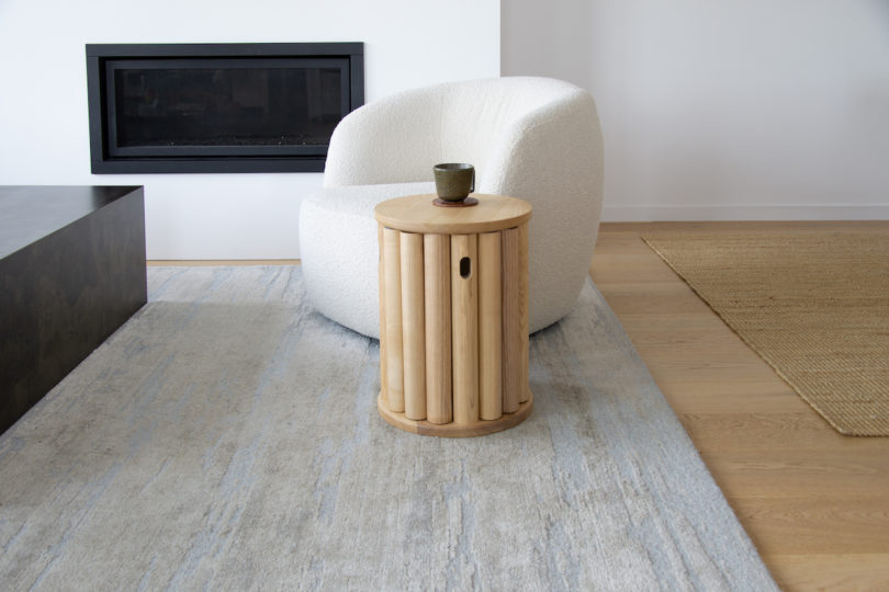 wooden side table in living room