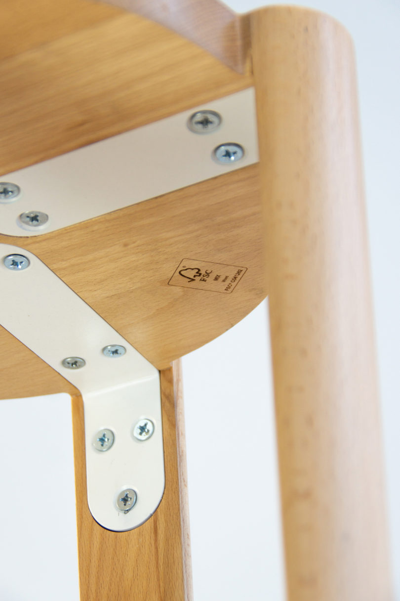 underside of wooden stool