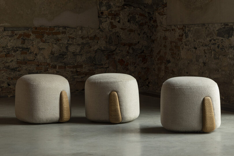 three modern curvaceous stools