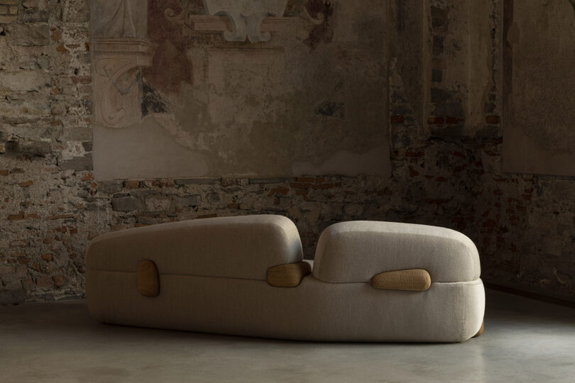 back of modern curvaceous sofa