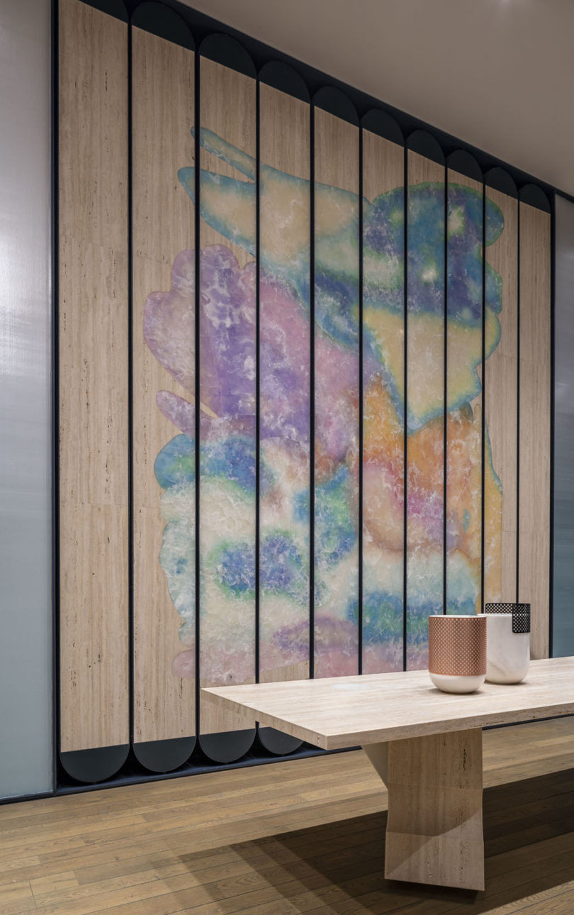 wall installation resembling a watercolor painting