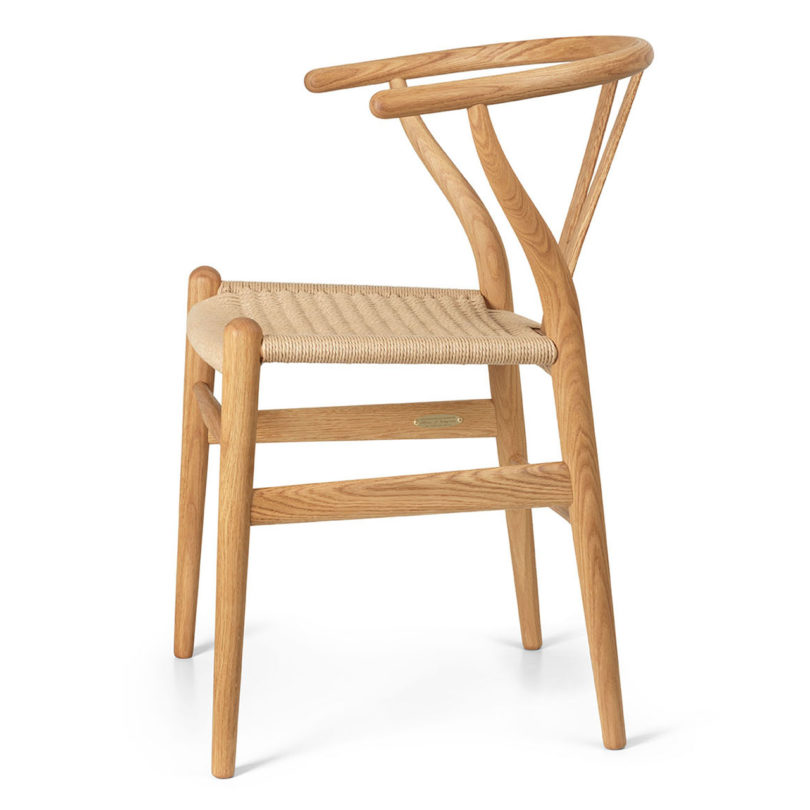 side of wishbone chair in oak