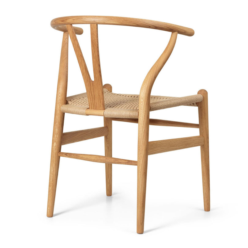 back of wishbone chair in oak