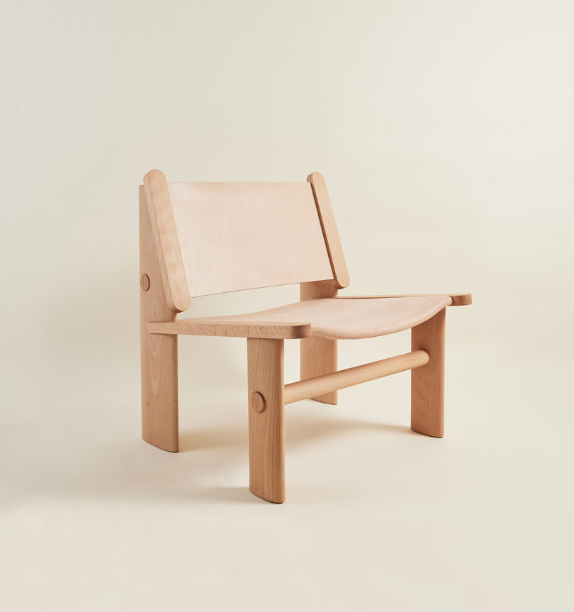 modern wood and leather chair